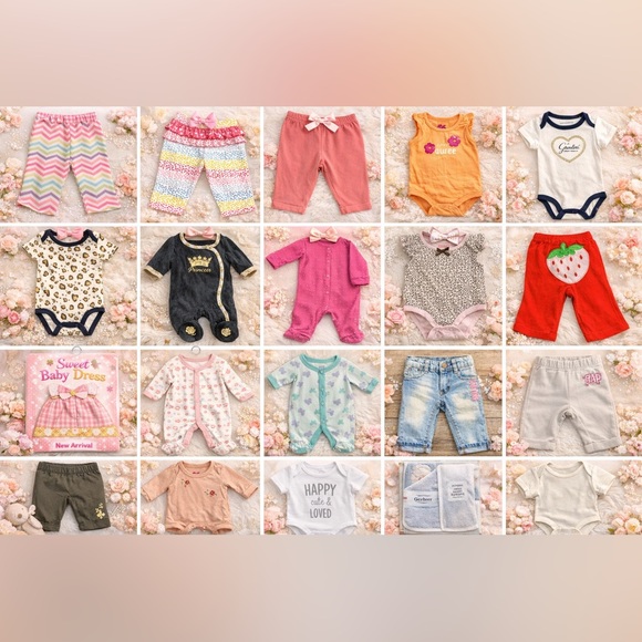 20 pc bundle baby girl clothing all name brand newborn to 6 months